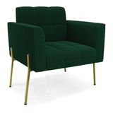 Poltrona Sala De Estar Pé De Ferro Dourado Elisa Bouclê D03 - D?rossi Cor Verde