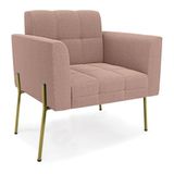 Poltrona Sala De Estar Pé De Ferro Dourado Elisa Bouclê D03 - D?rossi Cor Rose