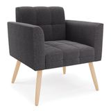 Poltrona Sala De Estar Pé Palito Natural Elisa Bouclê D03 - D?rossi Cor Grafite