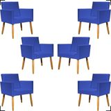 Kit 6 Poltronas Decorativa Para Sala Recepção Consultório Nina Corino Cores Pé Palito 30 Cm Castanho
