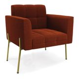 Poltrona Sala De Estar Pé De Ferro Dourado Elisa Bouclê D03 - D?rossi Cor Terra