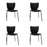 Conjunto 4 Cadeiras Empilháveis Mono Prima Design Preto