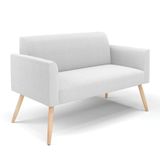 Sofá 2 Lugares Namoradeira Pé Palito Natural Marisa Bouclê Off White D03 - D&#39;rossi