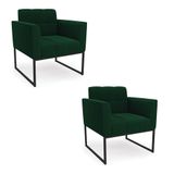 Poltrona Decorativa Industrial Preto Kit 2 Elisa Bouclê D03 - D?rossi Cor Verde