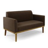 Sofá Namoradeira Base De Madeira Fixa Castanho Marisa Suede D03 - D?rossi Cor Marrom
