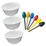 Kit Festa Com 200 Colheres +200 Cumbucas Isopor 200ml