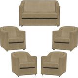 Kit Namoradeira Decorativa + 4 Poltronas Para Sala Manicure Recepção Consultório Mila Suede