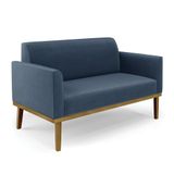 Sofá Namoradeira Base De Madeira Fixa Castanho Marisa Suede D03 - D?rossi Cor Azul Marinho