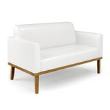 Sofá Namoradeira Base De Madeira Fixa Castanho Marisa Corano D03 - D?rossi Cor Branco