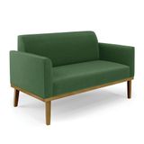 Sofá Namoradeira Base De Madeira Fixa Castanho Marisa Suede Verde D03 - D?rossi