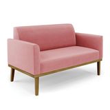 Sofá Namoradeira Base De Madeira Fixa Castanho Marisa Suede D03 - D?rossi Cor Rose