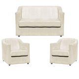 Kit Namoradeira Decorativa + 2 Poltronas Para Sala Manicure Recepção Consultório Mila Suede