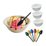 Kit 400 Cumbucas Isopor + 400 Colheres Para Sorvete Açaí
