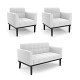 Namoradeira 2 Poltronas Base Madeira Fixa Pto Elisa Bouclê D03 - D?rossi Cor Off White