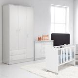 Berço Doce Sonho Branco + Kit Rodízio + Cômoda Sapateira 4g + Guarda-roupa 3p/2g Doce Sonho