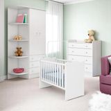 Conjunto Infantil Doce Sonho Branco/branco: Berço Doce Sonho + Cômoda Doce Sonho + Guarda-roupa Doce Sonho