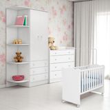 Berço Doce Sonho Branco + Kit Rodízio + Cômoda C/ Trocador + Guarda-roupa 2p Doce Sonho