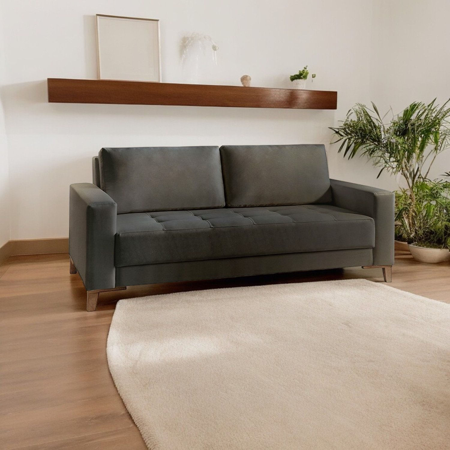 Sofá Para Sala De Estar Fixo 4 Lugares Orion Luxo Cinza