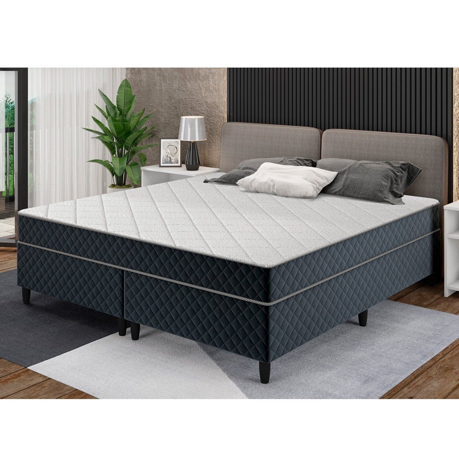 Colchão Sleep Pro Queen 158x198x20cm Molas Ensacadas Arte Cúbica Grafitte