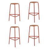 Conjunto 4 Banquetas Para Sala De Jantar Cumbuca Vermelho/naturale
