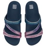 Sandália Rasteira Feminino Pepete Slide Zaxy Glitter 18956 Azul N° 38