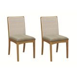 Cadeira Sala De Jantar Lara 2cmm009ca Premium Madeira Maciça Kit 2 Un Carvalho/boucle Bege Fendi/tela Bege - Kappesberg