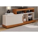 Rack Bancada P/ Tv Até 47 Pol Scala C/ 1 Porta E 5 Nichos 160cm Freijo/off White - Dj Móveis