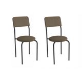 Cadeira Sala De Jantar Mali 2c136prf Aço Kit 2 Un Preto/suede Cappuccino - Kappesberg
