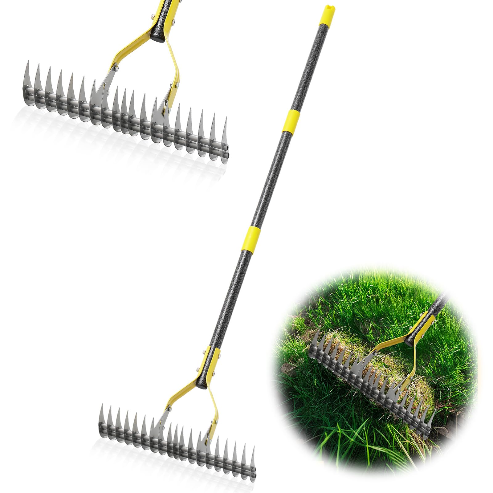 Thatch Rake Eticsipa Heavy Duty Metal Dethatcher De 1,4 M Com Alça