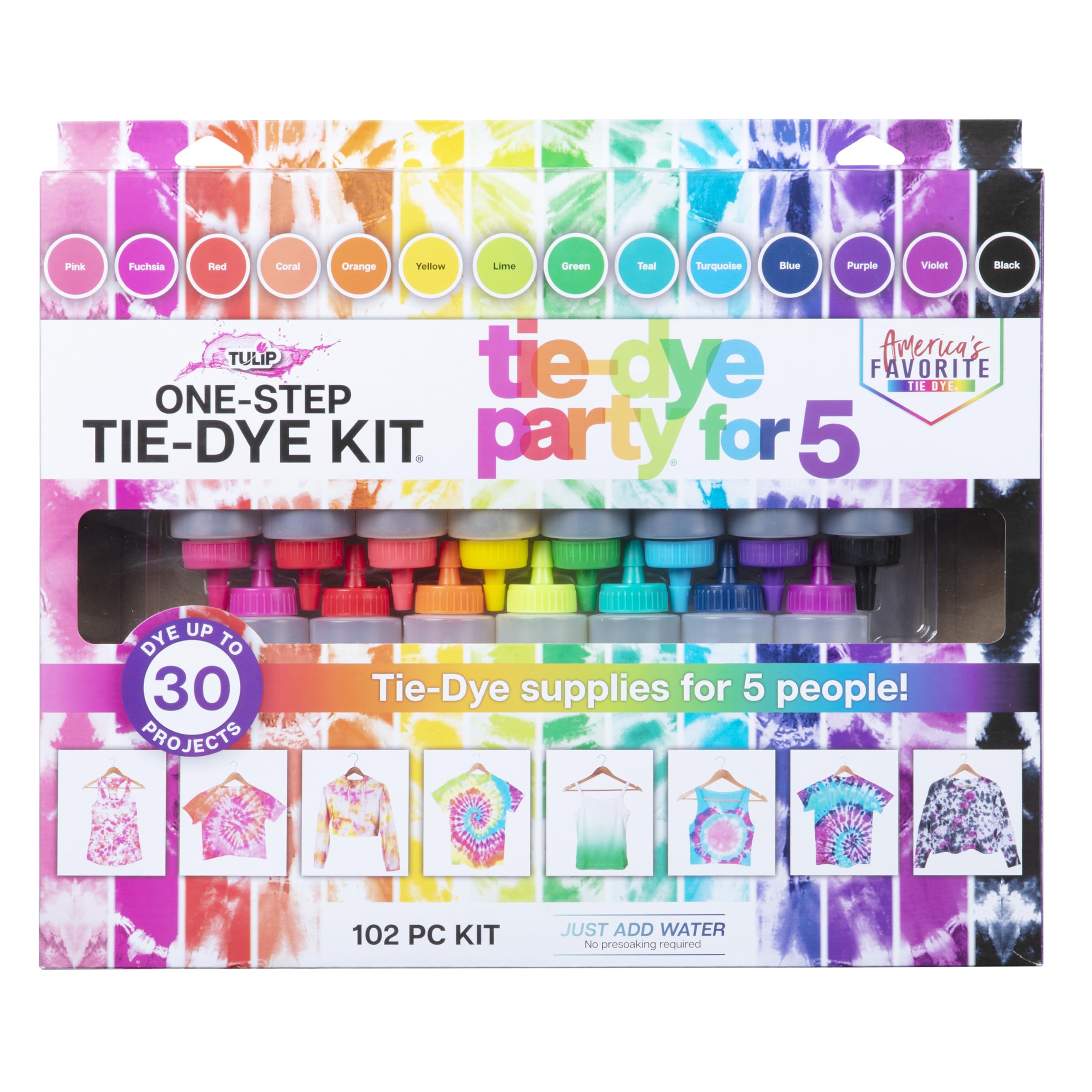 Kit Tie-dye Tulip One-step Party Para 5 Com 15 Garrafas