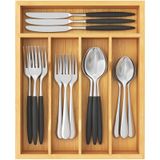 Organizador De Gavetas Lifewit Silverware, 5 Slots, Madeira De Bambu