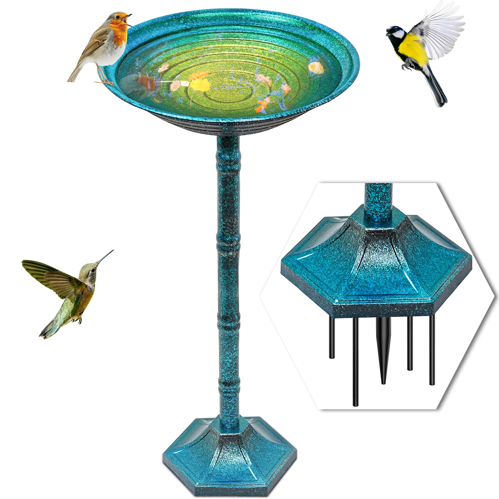 Bird Bath Veyfolzin.st Metal Para Jardim Externo Azul