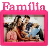 Decoração Porta Retrato De Mesa Rosa Enfeite Família 20x15cm