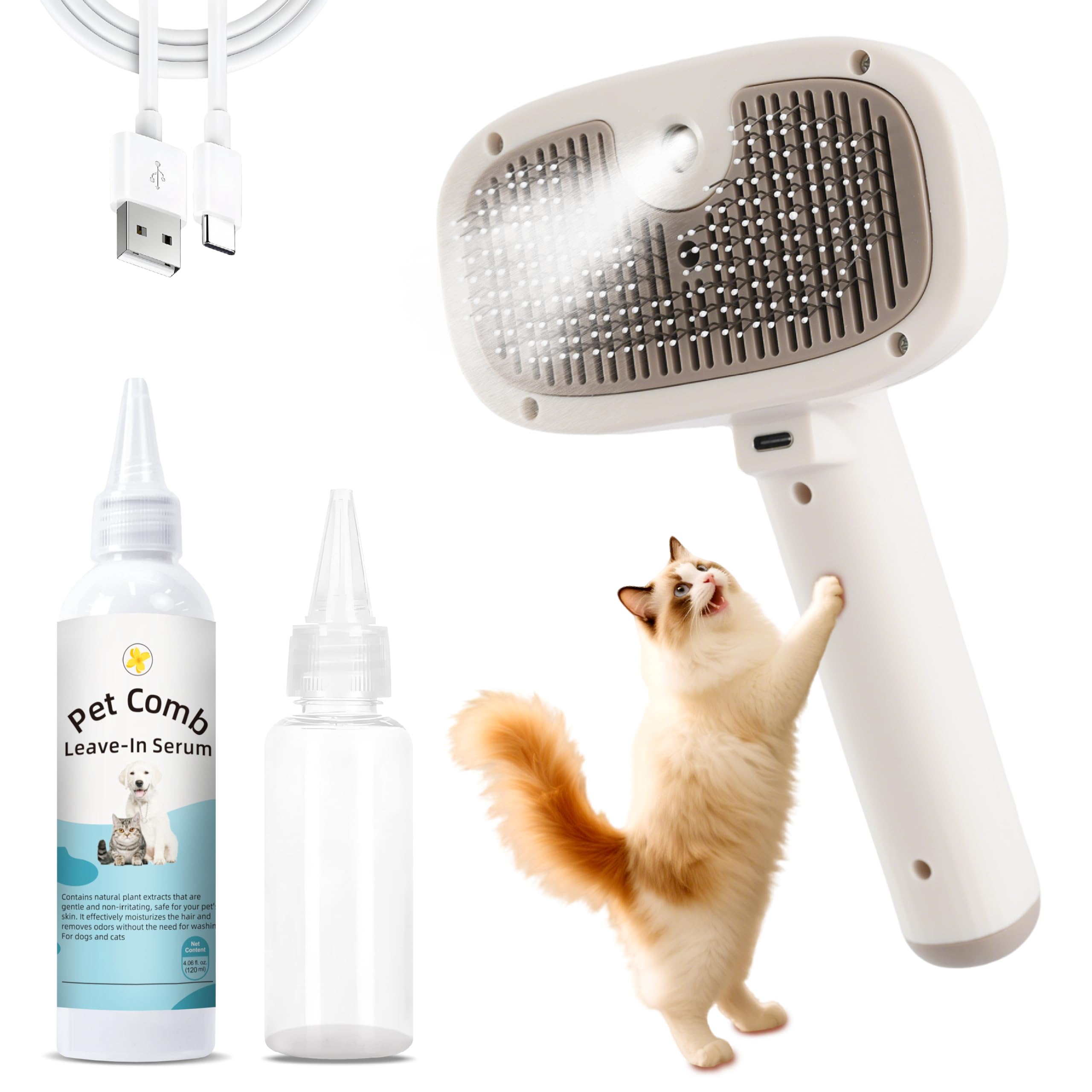 Escova A Vapor Para Cães E Gatos Pet Spritz Defur Comb Bkusx Branca
