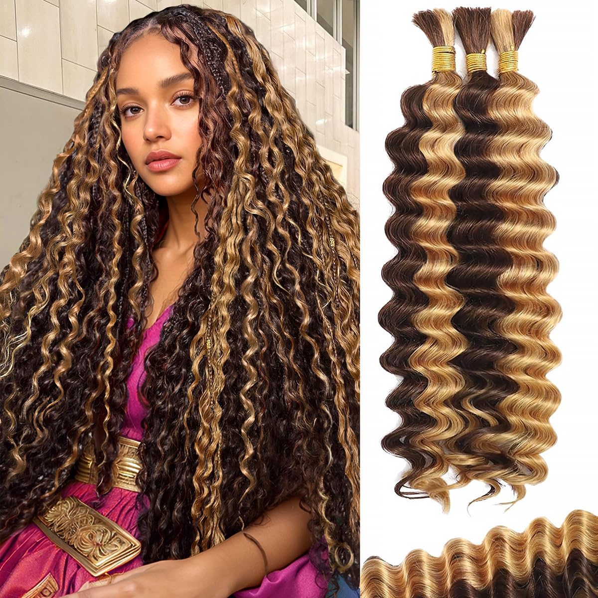 Braiding Hair Cifendin Boho Braids 20 Polegadas 110 G Deep Wave