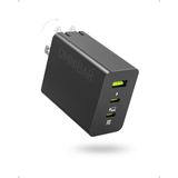 Carregador Omnibar 65w Usb C Pd3.0 Pps De 3 Portas Para Macbook Preto