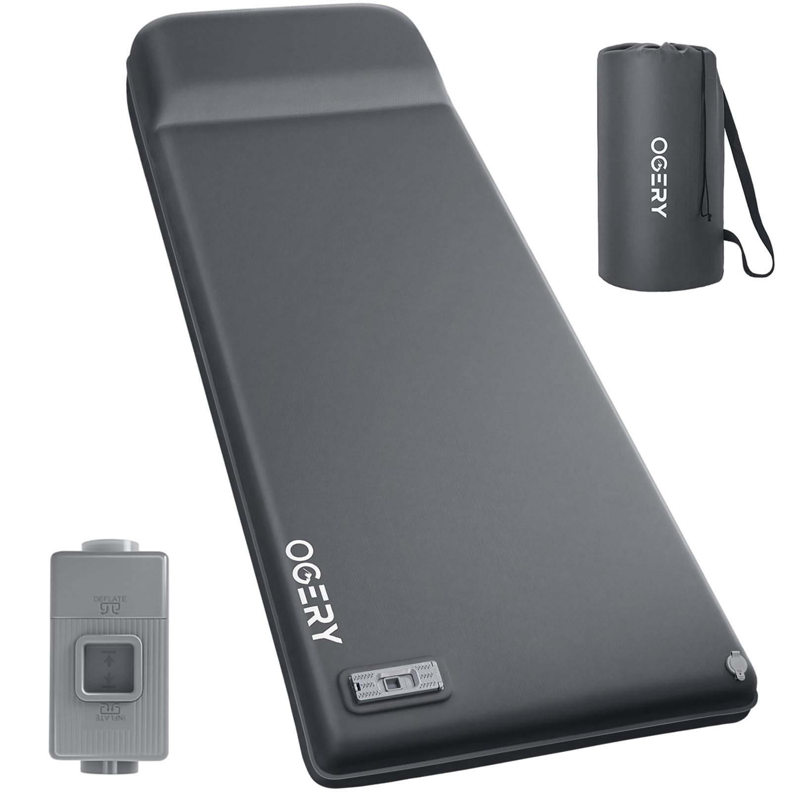 Almofada De Dormir Ogery, Espuma Viscoelástica Autoinflável De 3,15 Polegadas Com Bomba