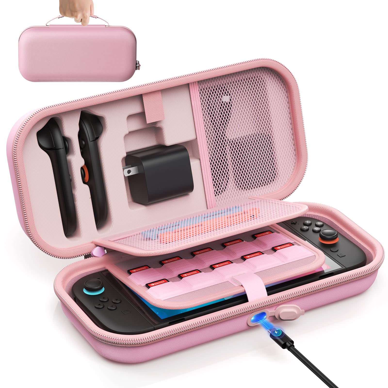 Estojo De Transporte Auarte Para Nintendo Switch 2 2025/oled Rosa