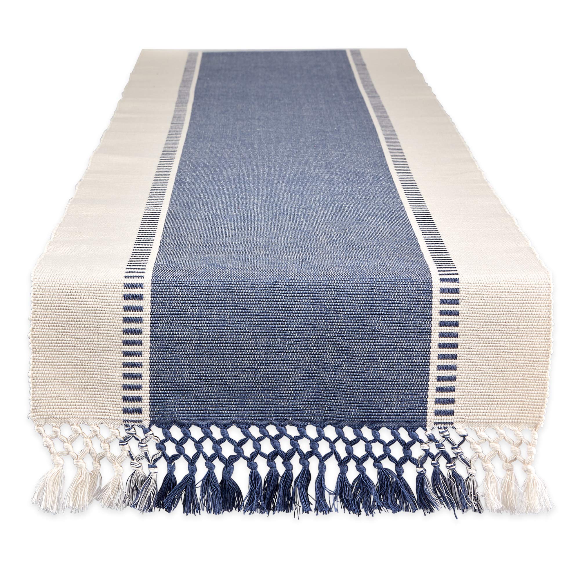 Table Runner Dii Dobby Stripe, Tecido 33x275cm, Azul Francês