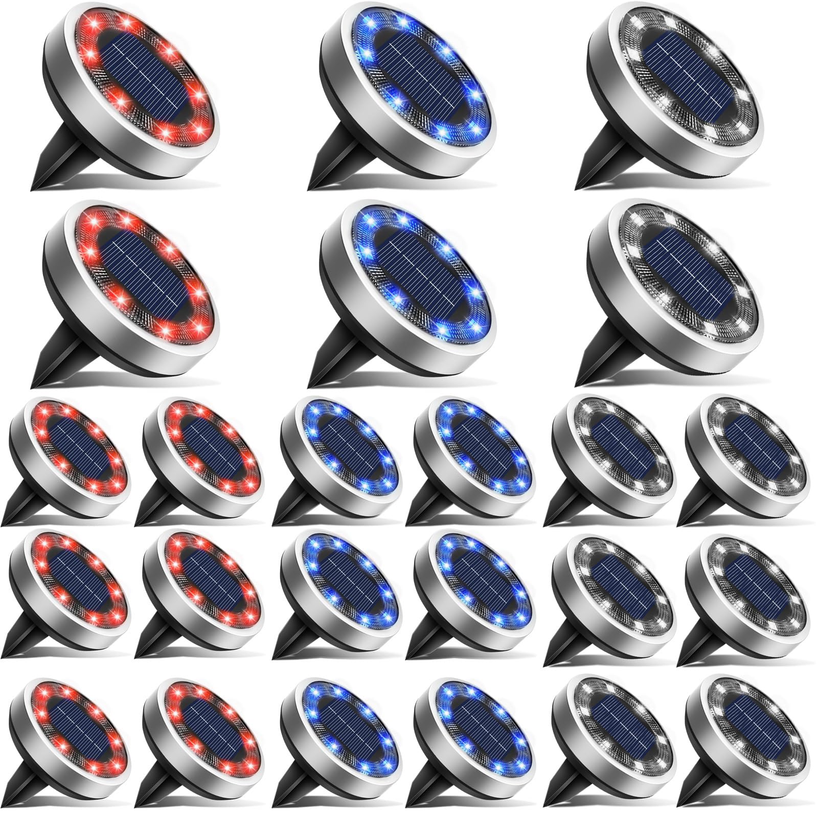 Luzes Solares De Solo Btfarm, Pacote Com 24 Unidades, Ao Ar Livre, 8 Led, Ip65