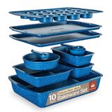 Conjunto De Utensílios De Cozinha Bakken-swiss Blue Marble, Antiaderente De 10 Peças