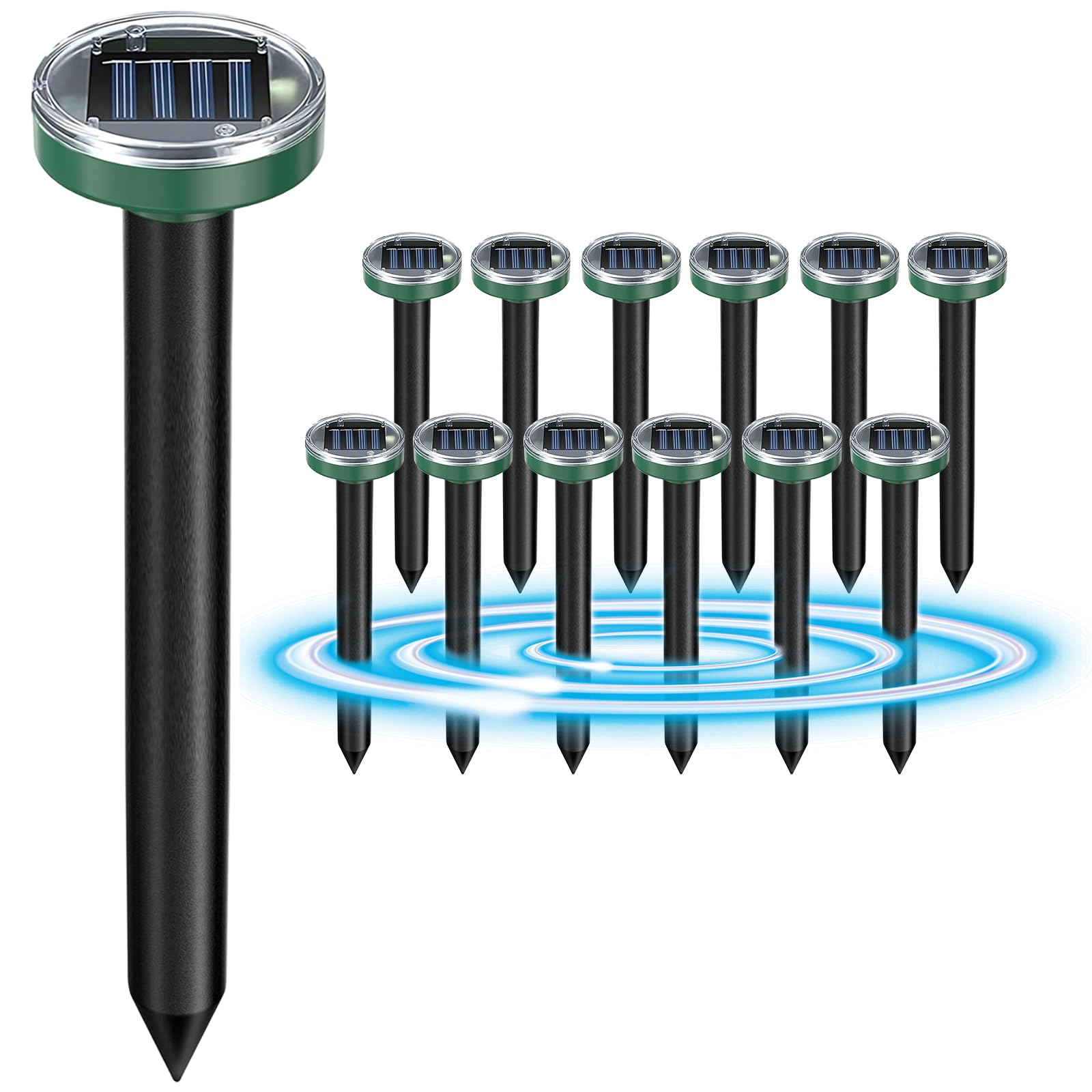 Repelente De Toupeira Movido A Energia Solar Tirgo Ultrasonic Snake, Pacote Com 12