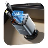 Carregador De Carro Lamicall Retrátil Usb C 69w Com 4 Portas Iphone