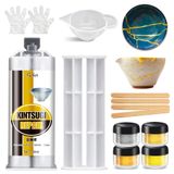 Kit De Reparo Kintsugi Fuchoi Gold &amp; Silver 50ml Para Cerâmica