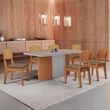 Mesa De Jantar Aspen 180cm Tampo Mdf Vidro Copper Premium Veludo Capuccino/off/nat/serig Off