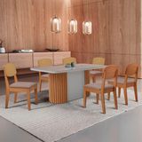 Mesa De Jantar Aspen 180cm Tampo Mdf Vidro Copper Premium Linho Capuccino/nat/off/serig. Off
