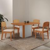 Mesa De Jantar Isadora 120cm Tampo Mdf Laminado Veludo Creme/naturale/off White