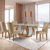 Sala De Jantar Milena Tampo Mdf Vidro 6 Cadeiras Rufato Turim 07/imbuia/off/serig Off