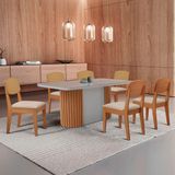 Mesa De Jantar Aspen 180cm Tampo Mdf Vidro Copper Premium Veludo Creme /nat/off/serig. Off