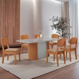 Mesa De Jantar Aspen 180cm Tampo Mdf Vidro 6 Cadeiras Copper Turim 07/nat/off/serig. Off